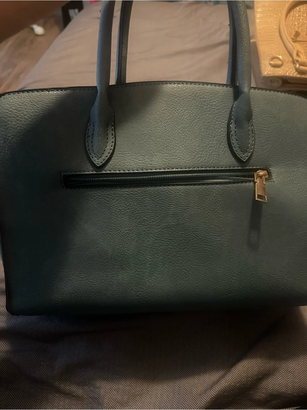 Michael Kors Teal Leather Satchel with Gold Hardware